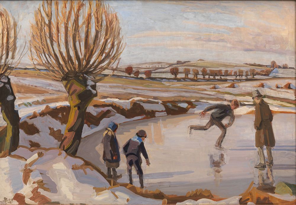 Winter has come. Landscape with skaters by Fritz Syberg