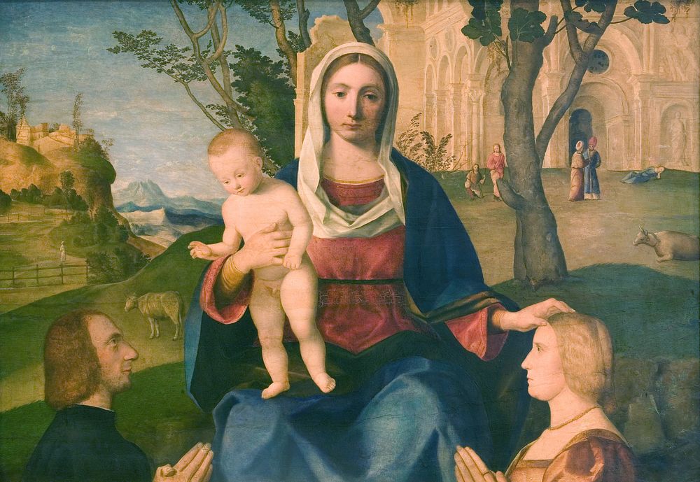 Madonna with Child and two founders by Vincenzo Catena