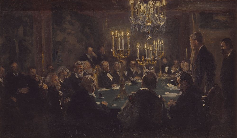 Composition sketch for "A Meeting in the Society of Sciences" in the Society of Sciences by P.S. Krøyer