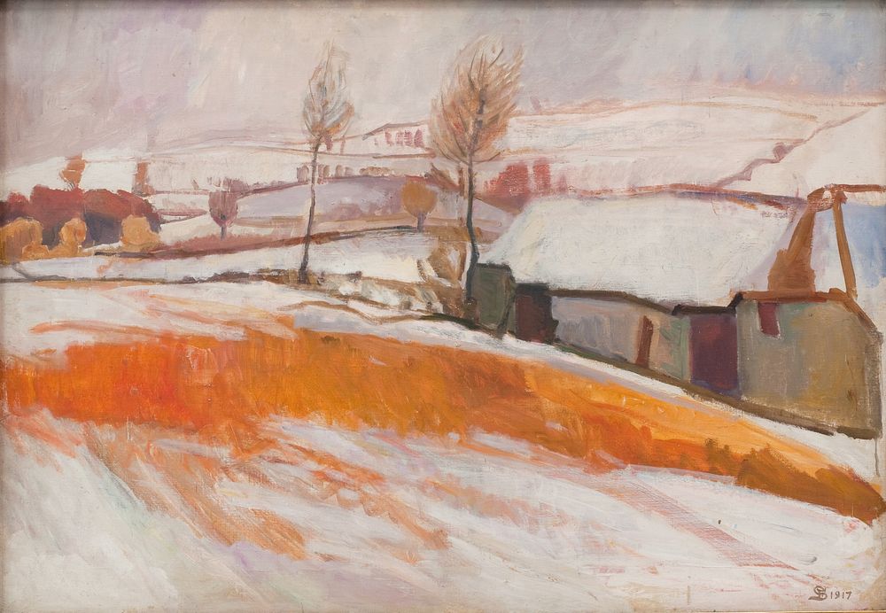 Winter landscape. Above K&aelig;rby Hill. by Fritz Syberg