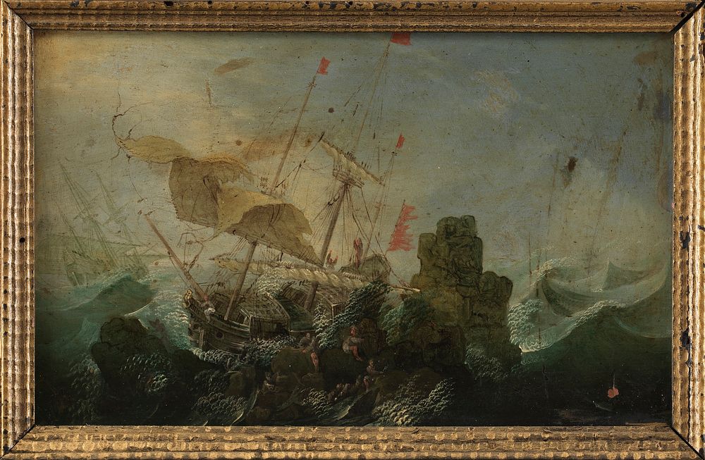 Shipwreck against a Rock by Cornelis Claesz Van Wieringen