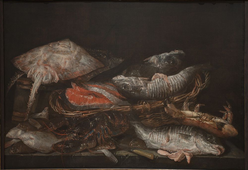 Still Life with Fish on a Stone Table by Abraham Van Beijeren