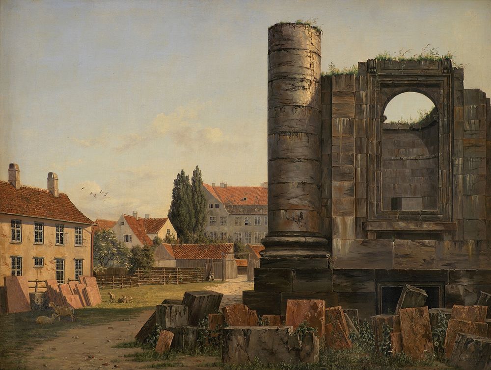 Part of Marmorpladsen with the ruins of the unfinished Frederikskirke by Thorald Læssøe