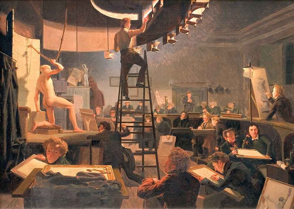 The Life Class at the Royal Academy of Fine Arts by Wilhelm Ferdinand Bendz