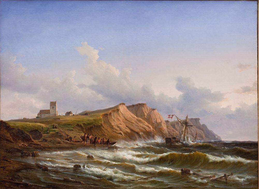 Shipwreck after a storm on the west coast of Jutland off Ferring Kirke by Carl Frederik Sørensen 