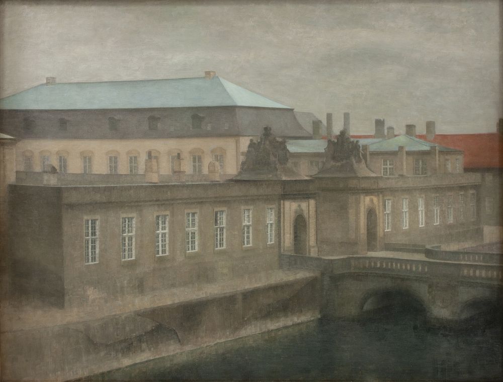 View of Christiansborg Palace. by Vilhelm Hammershøi