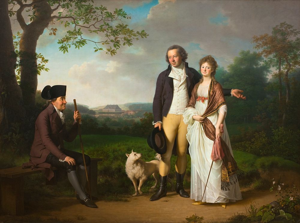 Niels Ryberg with his Son Johan Christian and his Daughter-in-Law Engelke, née Falbe by Jens Juel