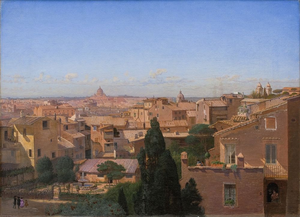 A prospect of Rome seen from the artist's residence by Hans J&oslash;rgen Hammer