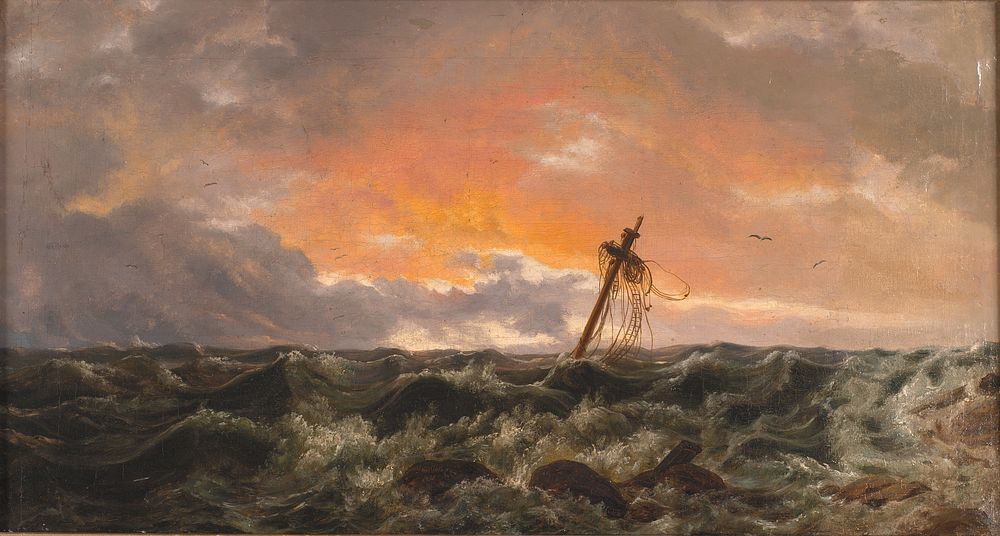 Sea piece with a wreck by Johan Christian Claussen Dahl