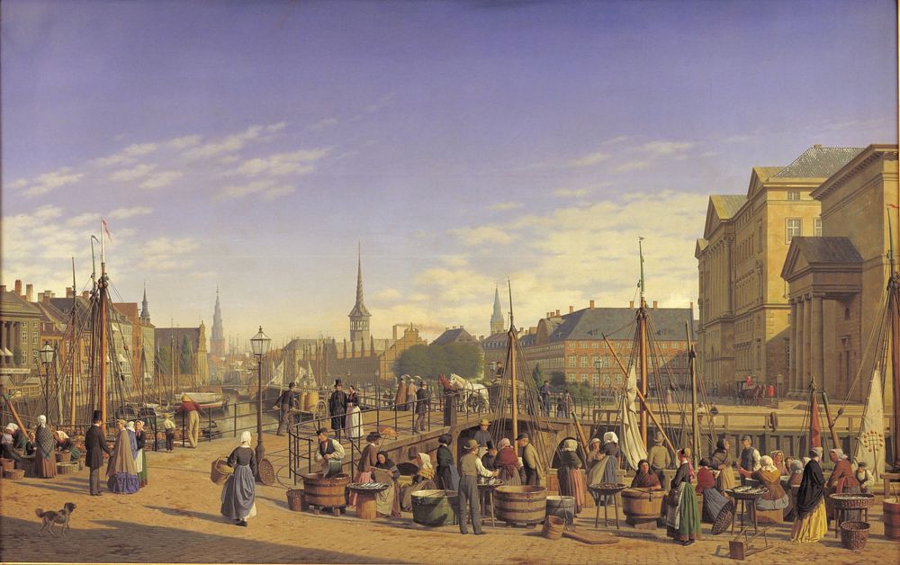 View from Gammel Strand towards Christiansborg by Heinrich Hansen