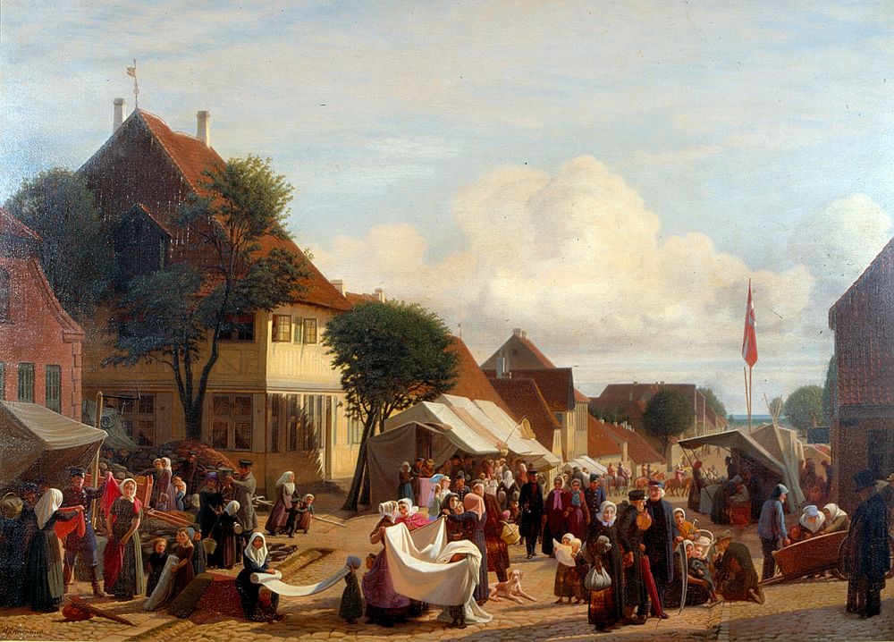 A market day in Fredericia by Hans J&oslash;rgen Hammer