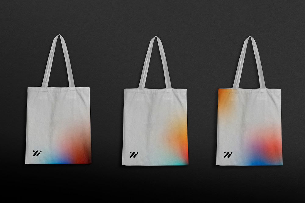 Gradient tote bag mockup psd with logo in minimal style fashion