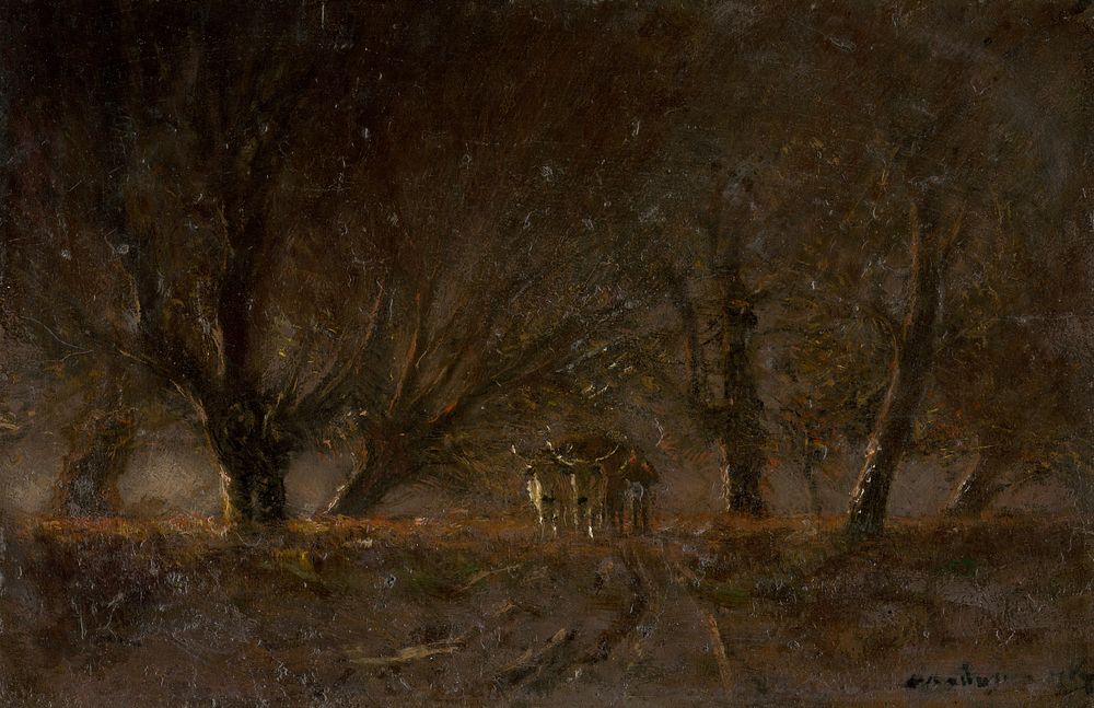 Night landscape with ox-yoke by Ladislav Mednyánszky