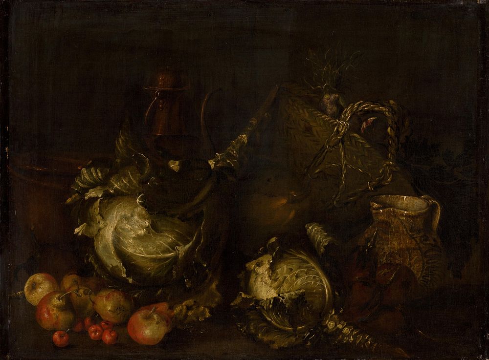 Still life with vegetables and fruit