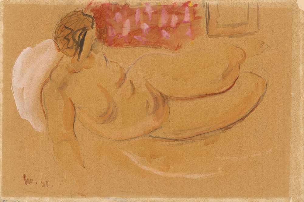 Reclining female nude by Cyprián Majerník