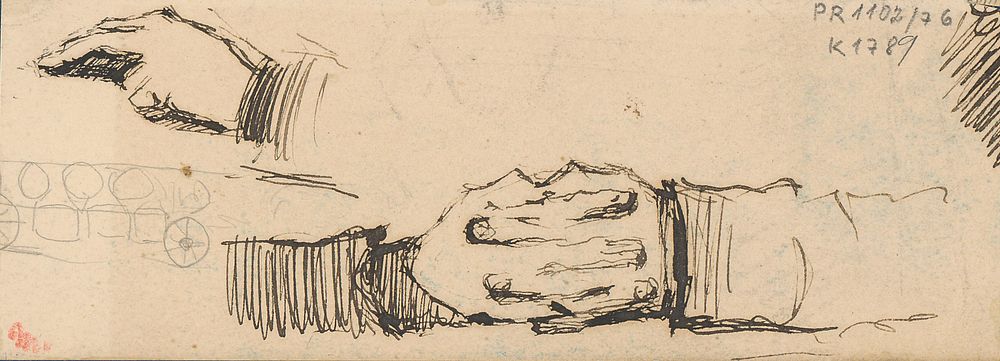 Study of folded hands from the front