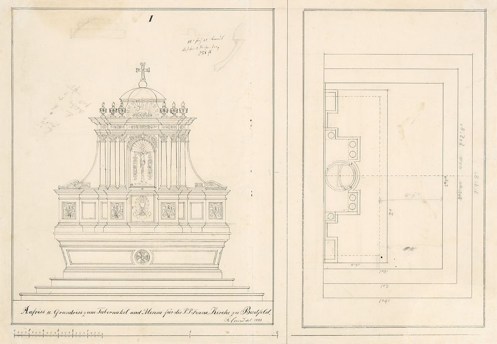 Proposal for a tabernacle and canteen for the franciscan church in bardejov