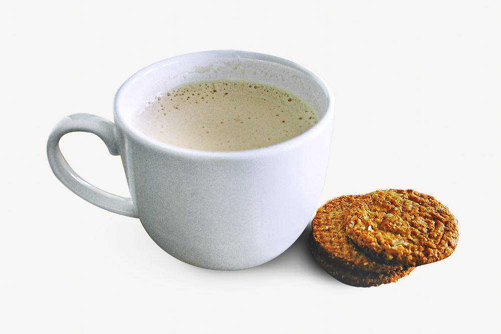 Coffee & biscuit  isolated, off white design