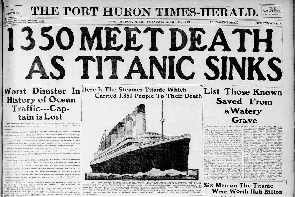 Announcing the sinking of the Titanic
