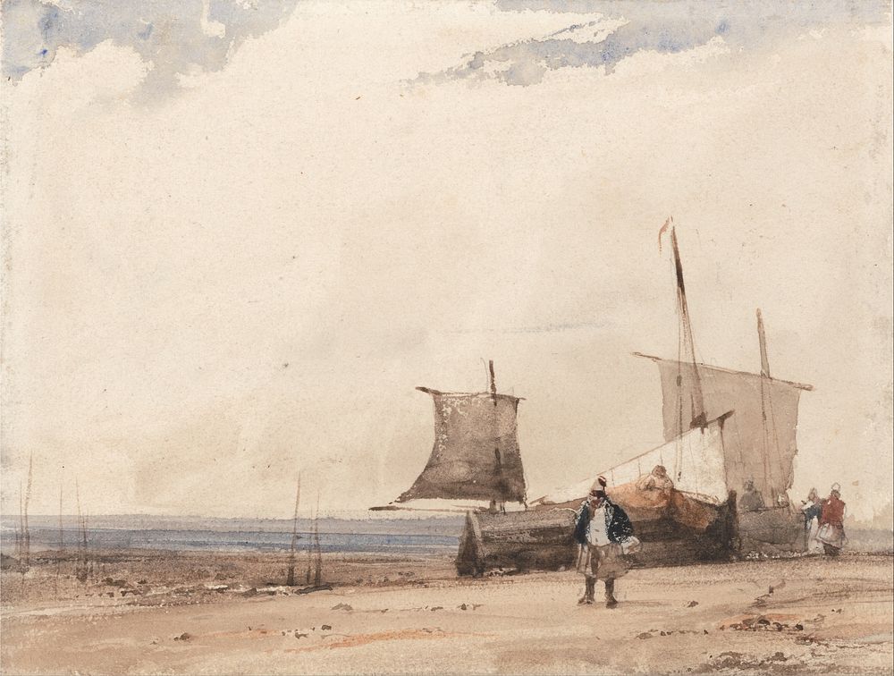 Beach Scene (1825) watercolor painting by Richard Parkes Bonington.