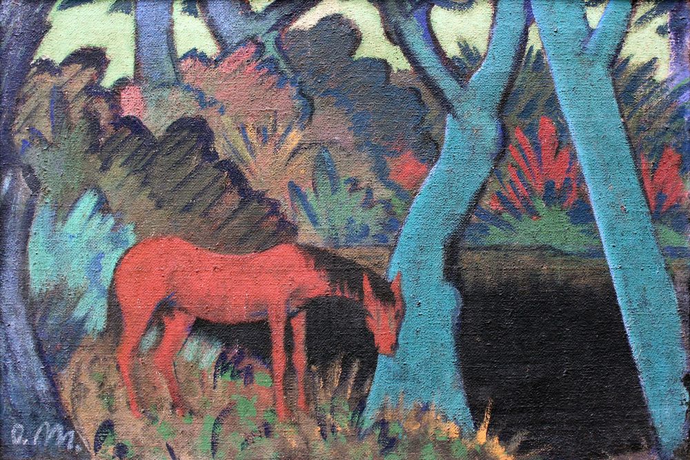 Gypsy Horse at Black Water (1928)  modern art painting by Otto Mueller.