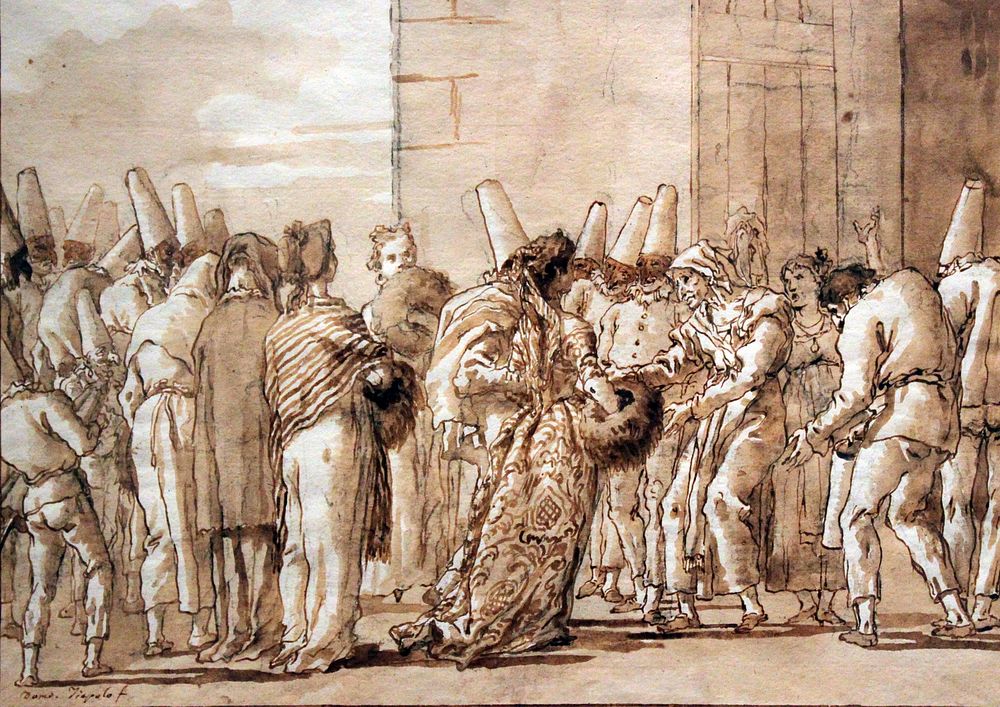 1797 Tiepolo Pulcinellas Vater f&uuml;hrt seine Braut nach Hause anagoria