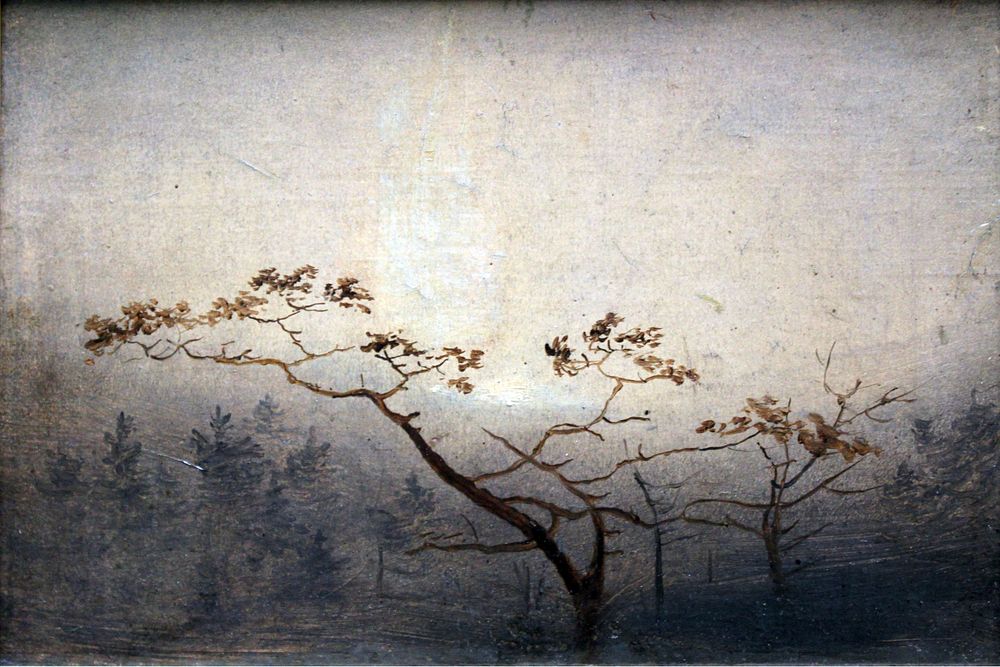 Trees at sunrise in autumn (1823) by Carl Blechen