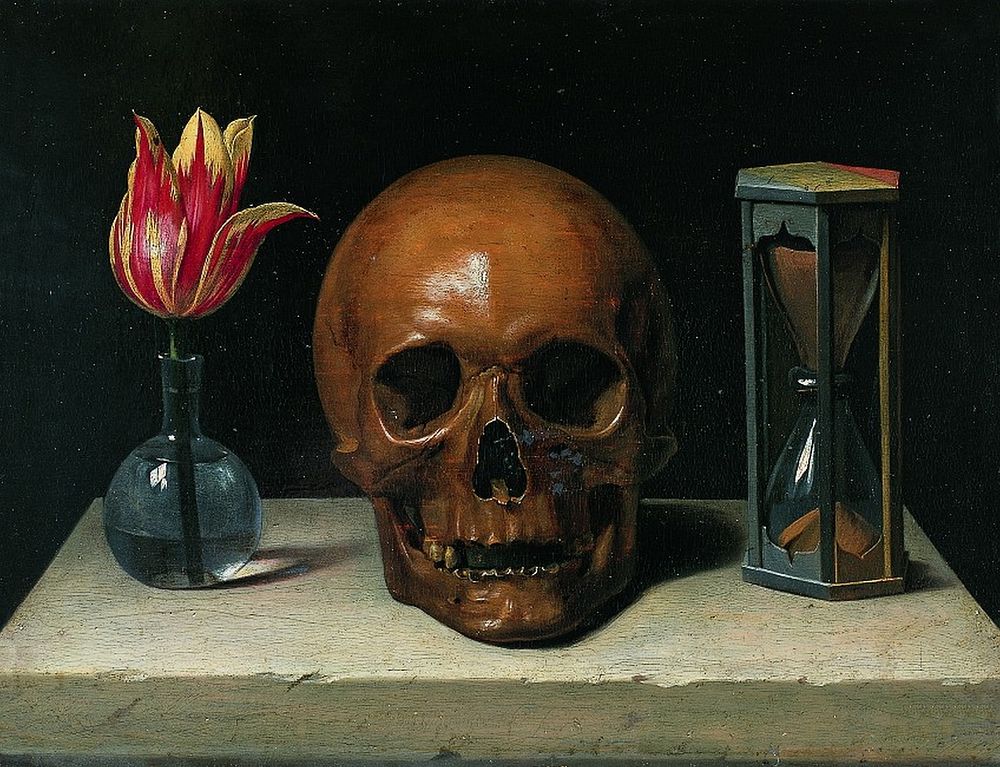 Still-Life with a Skull, vanitas painting (1671) by Philippe de Champaigne.