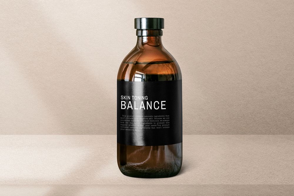 Brown skin product bottle psd