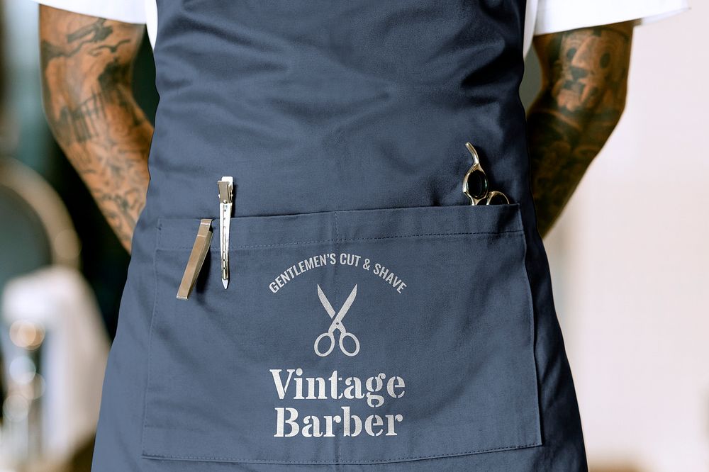 Barber apron mockup, apparel design psd