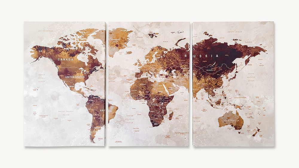 World map collage element psd