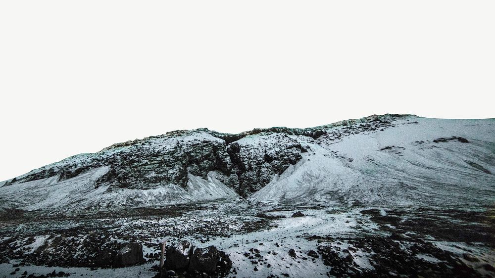 Snowy hill landscape, border background psd