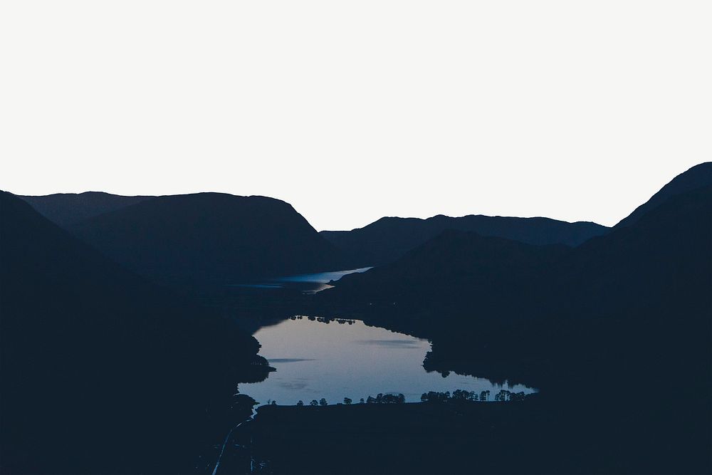 Aesthetic lake landscape, border background   psd