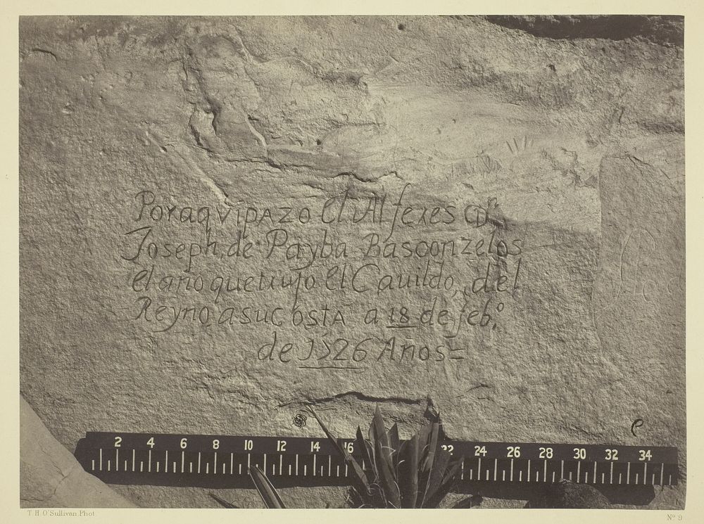 Historic Spanish Record of the Conquest, South Side of Inscription Rock, N.M. by Timothy O'Sullivan