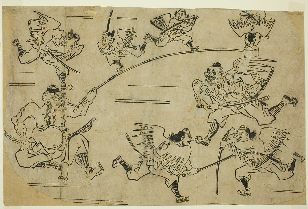 The Tengu King Training his Pupils by Hishikawa Moronobu