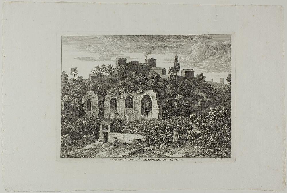 Aqueduct Below the Monastery of St. Bonaventura in Rome, plate ten from Die Römische Ansichten by Joseph Anton Koch