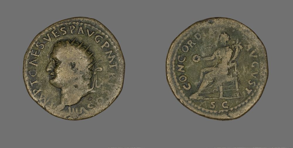 Dupondius (Coin) Portraying Emperor Vespasian by Ancient Roman