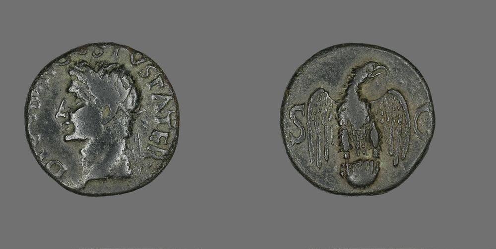 As (Coin) Portraying Emperor Augustus by Ancient Roman
