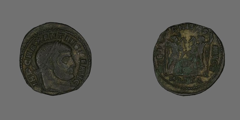 Follis (Coin) Portraying Emperor Maxentius by Ancient Roman