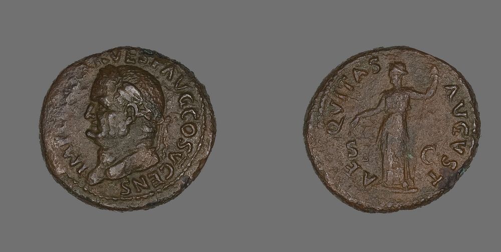 As (Coin) Portraying Emperor Vespasian by Ancient Roman
