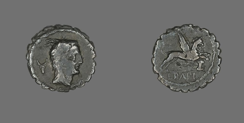 Denarius Serratus (Coin) Depicting the Goddess Juno Sospita by Ancient Roman