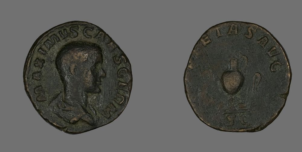Sestertius (Coin) Portraying Emperor Maximus by Ancient Roman