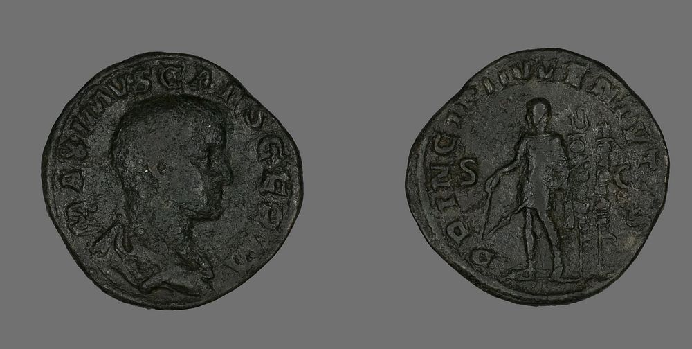 Sestertius (Coin) Portraying Emperor Maximus by Ancient Roman