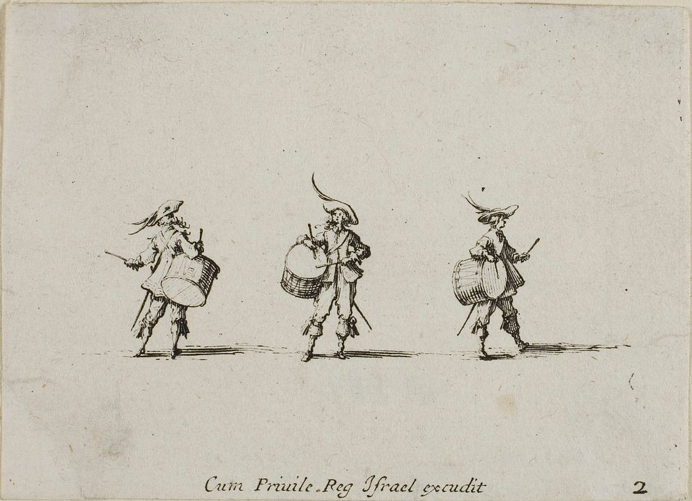 Drill with Drums, plate two from The Military Exercises by Jacques Callot