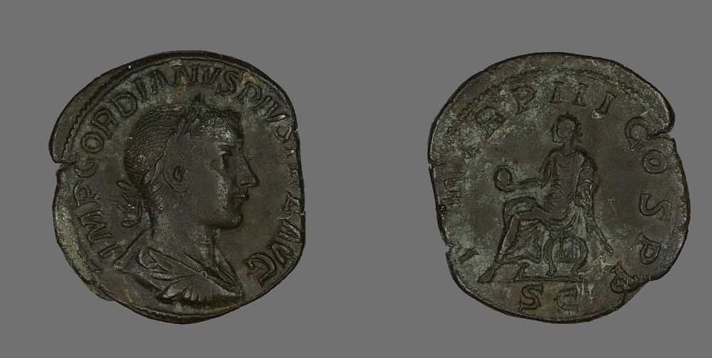 Sestertius (Coin) Portraying Emperor Gordianus by Ancient Roman