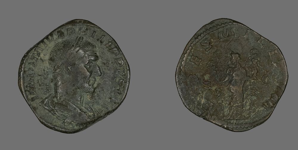Sestertius (Coin) Portraying Philip the Arab by Ancient Roman