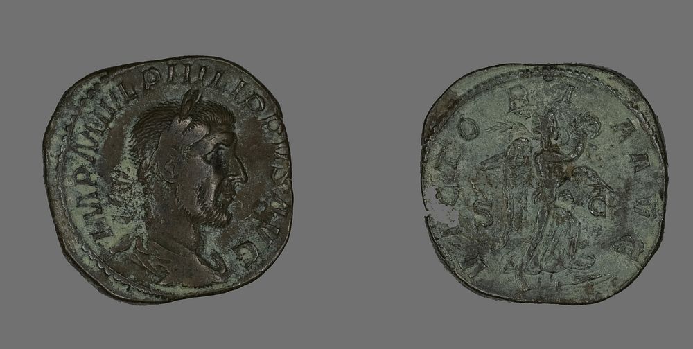 Sestertius (Coin) Portraying Philip the Arab by Ancient Roman