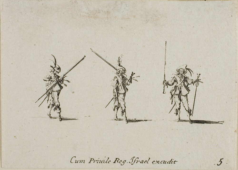 Drill with Tilted Pikes, plate five from The Military Exercises by Jacques Callot