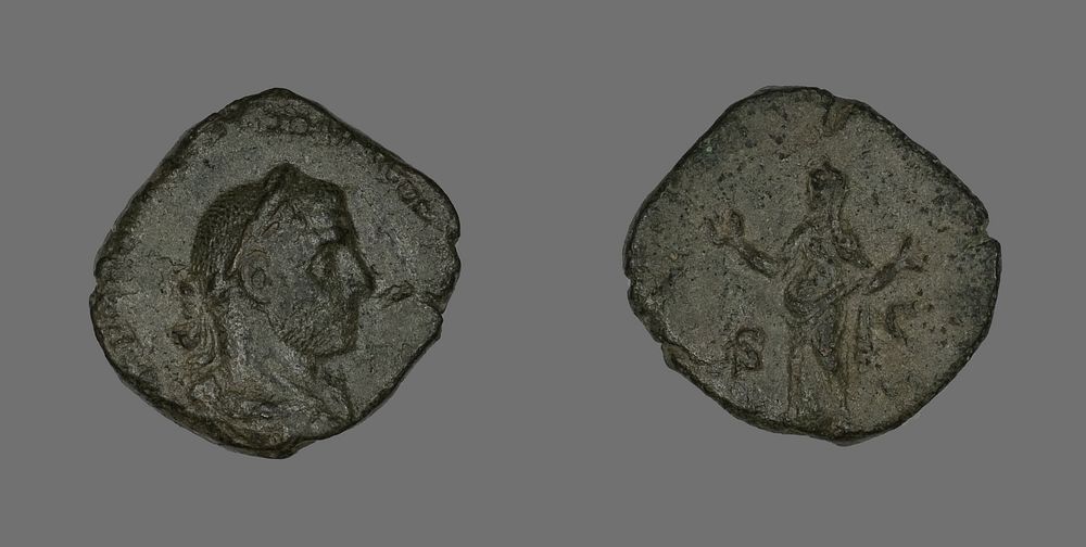 Sestertius (Coin) Portraying Emperor Trebonianus Gallus by Ancient Roman