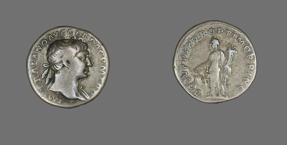 Denarius (Coin) Portraying Emperor Trajan by Ancient Roman